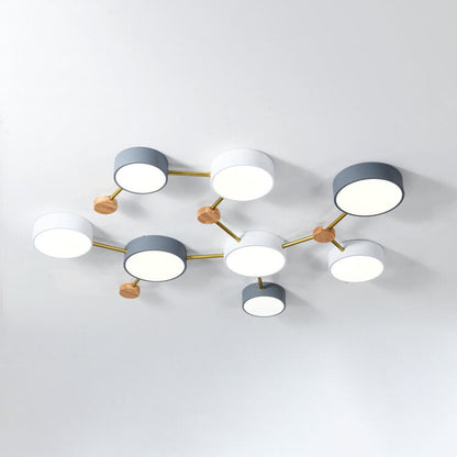 Contemporary Ceiling Light with Natural Wood Accents & Integrated LED | Geometric Multi-Bar Design for Living Rooms, Bedrooms, Hallways