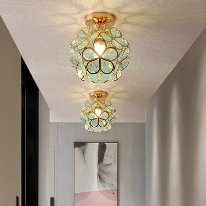 Flush Mount Flower Fixture in Gold with Acrylic Shade for Entryway Bedroom Small Spaces 8-Inch Modern LED Overhead Home Lighting