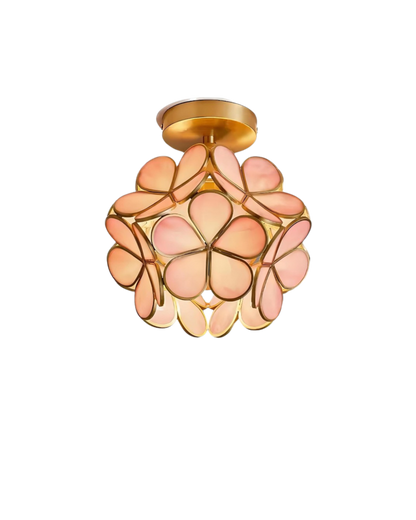 Floral Flush Mount LED Light Fixture 8-Inch Gold Accent Acrylic Ceiling Lamp for Bedroom Hallway Entryway Small Rooms Modern Classic Decor I