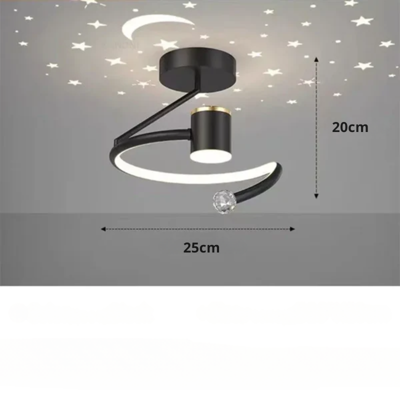 Plafón LED regulable con proyección de cielo estrellado para dormitorios y pasillos | Lámpara redonda de aluminio | 10 pulgadas de diámetro