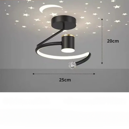 Plafón LED regulable con proyección de cielo estrellado para dormitorios y pasillos | Lámpara redonda de aluminio | 10 pulgadas de diámetro