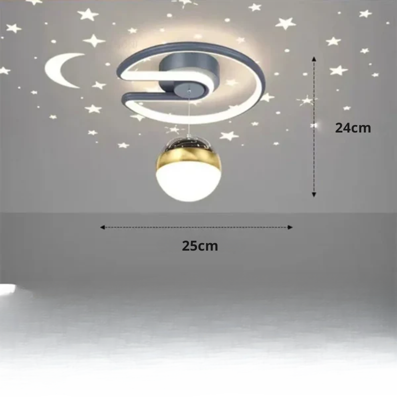 Plafón LED regulable con proyección de cielo estrellado para dormitorios y pasillos | Lámpara redonda de aluminio | 10 pulgadas de diámetro