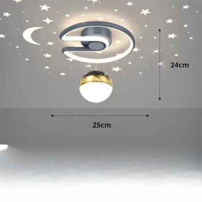 Plafón LED regulable con proyección de cielo estrellado para dormitorios y pasillos | Lámpara redonda de aluminio | 10 pulgadas de diámetro