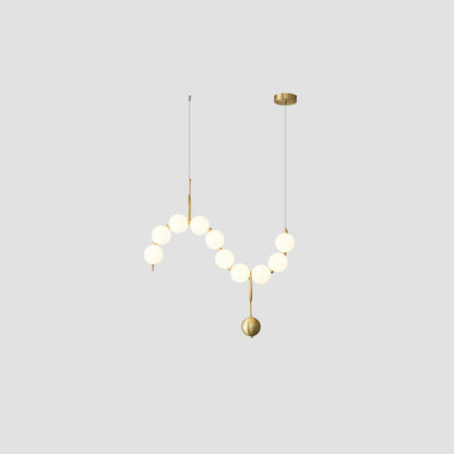 Cascading Glass Globe Pendant Light Fixture Gold White Contemporary Overhead Illumination for Breakfast Bar Eating Area Lounge 39 inch