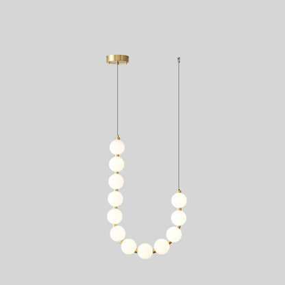 Cascading Glass Globe Pendant Light Fixture Gold White Contemporary Overhead Illumination for Breakfast Bar Eating Area Lounge 39 inch