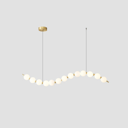 Cascading Glass Globe Pendant Light Fixture Gold White Contemporary Overhead Illumination for Breakfast Bar Eating Area Lounge 39 inch
