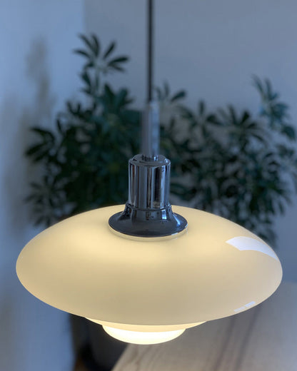 Glass Globe Ceiling Light 11-Inch White Shade Adjustable Hanging Fixture E27 Socket for Kitchen Dining Room Bedroom Modern Minimalist Scandi