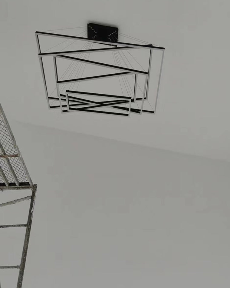 Multi-Tier Linear Suspension Fixture with Integrated LED, Adjustable Cable, Matte Black Metal Frame for Dining & Living Spaces