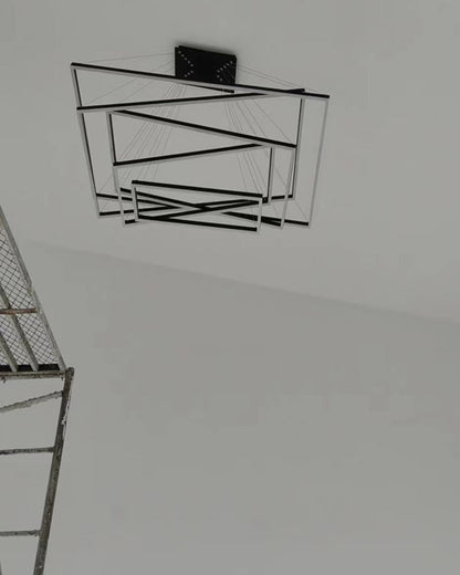 Multi-Tier Linear Suspension Fixture with Integrated LED, Adjustable Cable, Matte Black Metal Frame for Dining & Living Spaces