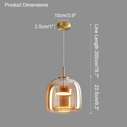 Handcrafted Glass Globe Ceiling Light 15-Inch Smoked Shade Height-Adjustable Fixture for Kitchen Island Dining Room Entryway Table Modern Ho