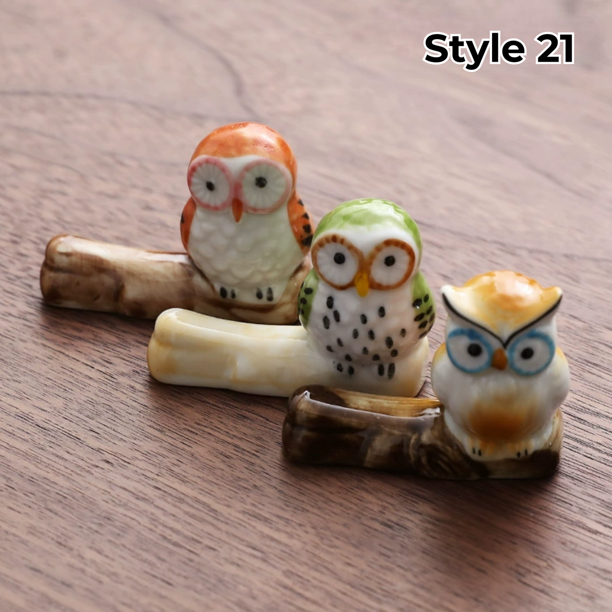 Porcelain Utensil Holders with Animal and Fruit Designs for Asian Dining – Set of 3 Decorative Tabletop Rests
