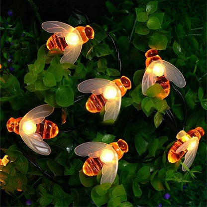 Solar Honeybee String Lights Outdoor Art Deco Multi-Color LED Garden Patio Decorative Light Strand Weatherproof for Yard Deck Fence Party