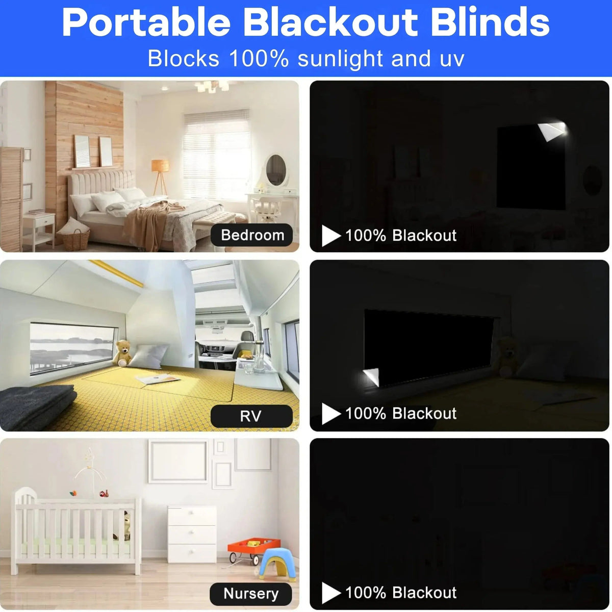 Persianas opacas portátiles magnéticas con ventosa Ortekor | Ideales para viajes y habitaciones infantiles
