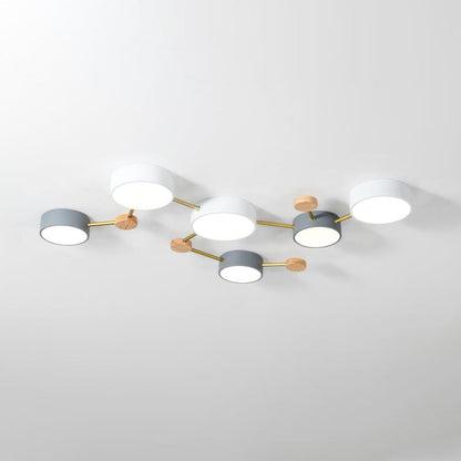 Contemporary Ceiling Light with Natural Wood Accents & Integrated LED | Geometric Multi-Bar Design for Living Rooms, Bedrooms, Hallways