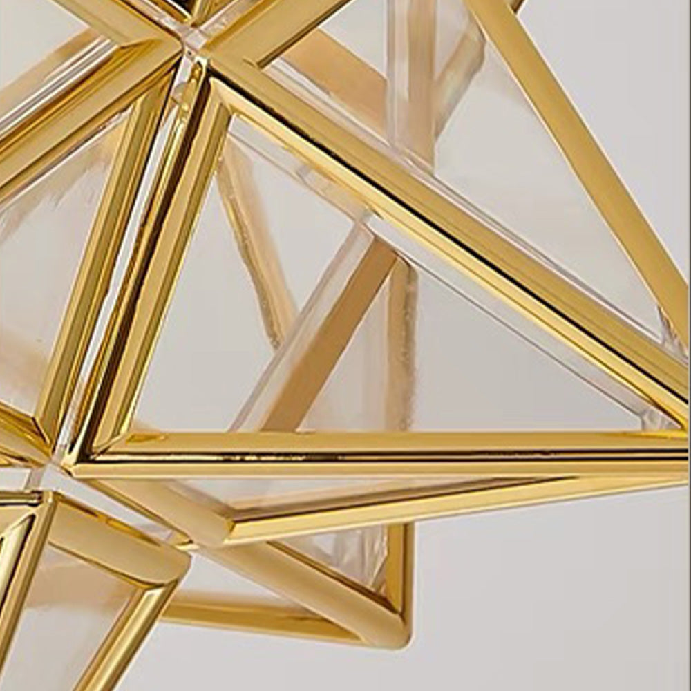 Flush Mount Star Ceiling Light Fixture Gold Metal E27 Socket 8 Inch Diameter Geometric Decor for Bedroom Hallway Entryway