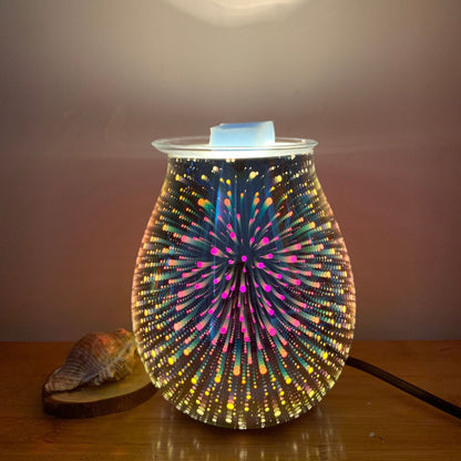 Ultrasonic Aroma Diffuser with 3D Firework Glass Design & LED Nightlight for Bedroom, Office, Nursery