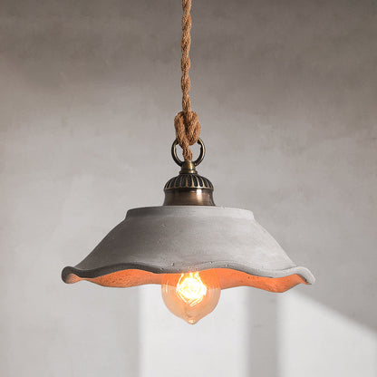 Concrete Pendant Light Fixture Gray Industrial Ceiling Lamp E26 Base Minimalist Hanging Shade for Kitchen Island Dining Room Living Room