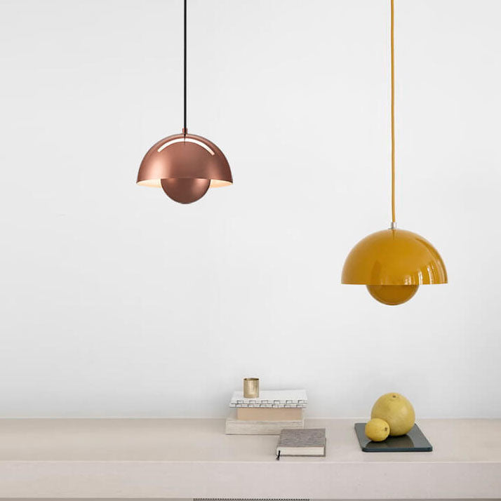 Half-Dome Metal Pendant Light – Scandinavian Minimalist Hanging Ceiling Fixture for Dining Room, Kitchen Island & Living Room