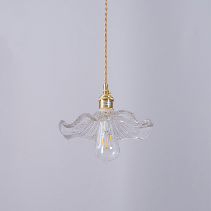 Floral Glass Hanging Fixture with Integrated LED for Dining Rooms & Bedrooms | Overhead Ambient Illumination | Modern Botanical Silhouette C