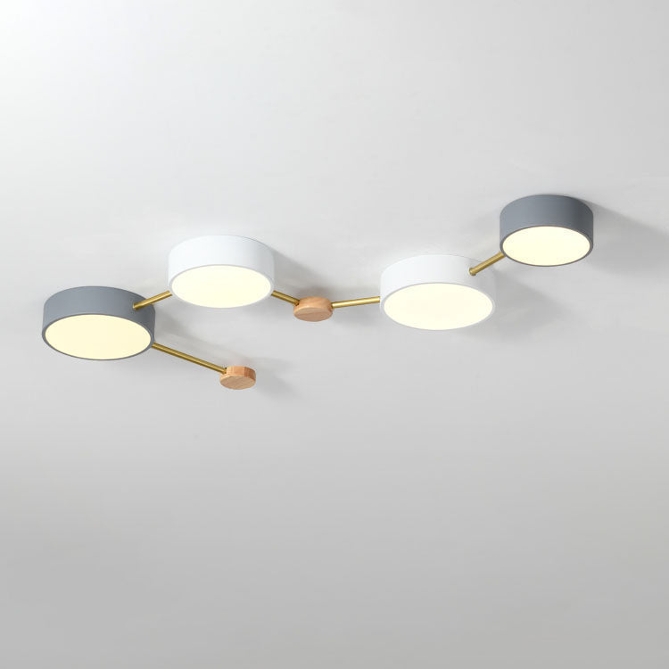 Contemporary Ceiling Light with Natural Wood Accents & Integrated LED | Geometric Multi-Bar Design for Living Rooms, Bedrooms, Hallways