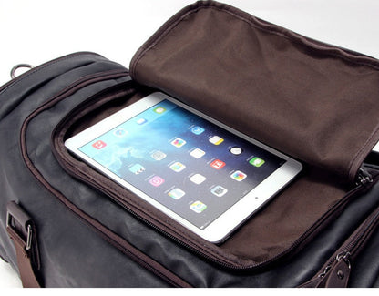 Faux Leather Weekend Duffel Bag with Shoulder Strap for Travel & Gym