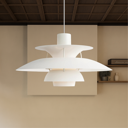 Layered Aluminum Hanging Lamp 12 in Diameter Contemporary Overhead Fixture for Kitchens and Dining Spaces E27 Socket Black Finish Modern Hom