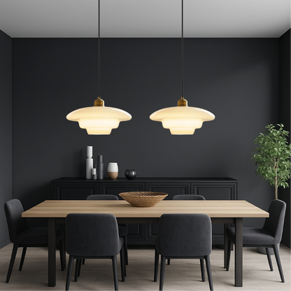 Lámpara de techo con globo de cristal esmerilado y casquillo E27 para isla de cocina, mesa de comedor, pasillo, entrada y dormitorio | Lámpara colgante blanca de mediados de siglo para sala de estar