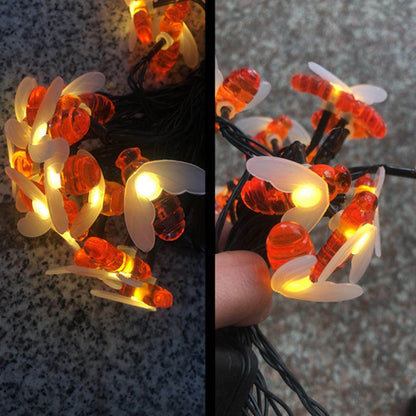 Solar Honeybee String Lights Outdoor Art Deco Multi-Color LED Garden Patio Decorative Light Strand Weatherproof for Yard Deck Fence Party