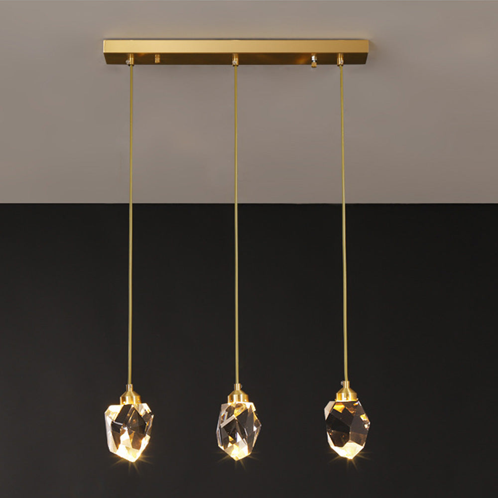 Adjustable Drop Fixture with Clear Tapered Shade & Brass Accents for Kitchen Islands, Breakfast Nooks, Entryways