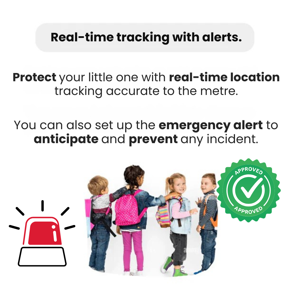 Localizador GPS compacto Ortekor para niños con seguimiento en tiempo real y alertas SOS | Diseño resistente al agua para mayor seguridad y tranquilidad