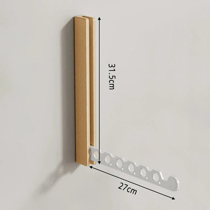 Wall-Mounted Folding Clothes Rack in Wood for Bedrooms, Entryways & Small Spaces | Space-Saving Garment Hanger with Easy Install