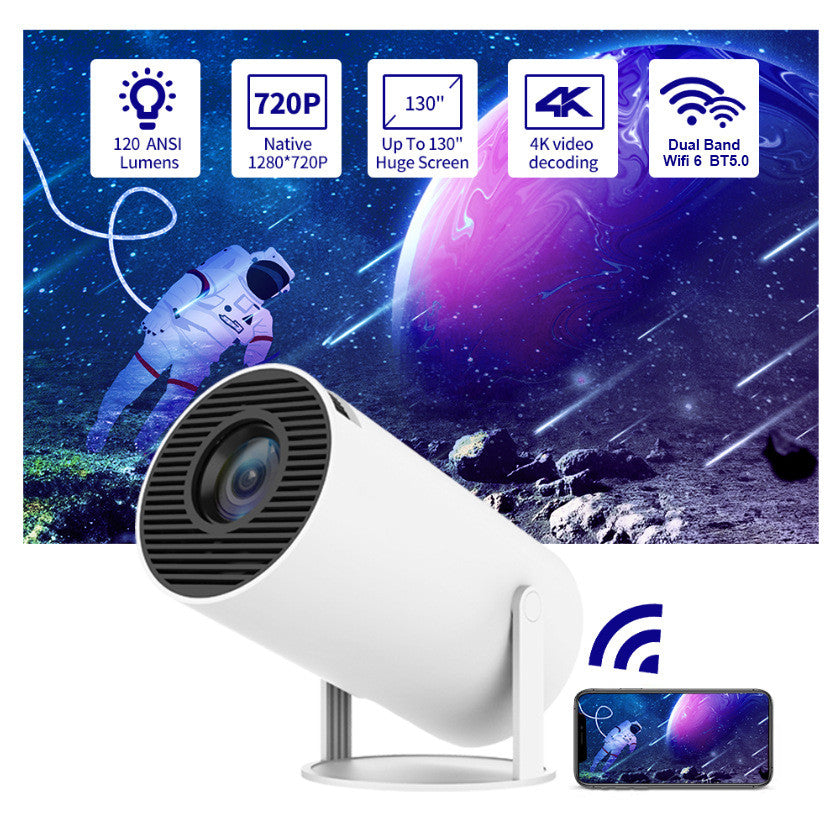 Proyector de video compacto | Soporte 4K y altavoz integrado | Experiencia de cine en casa versátil
