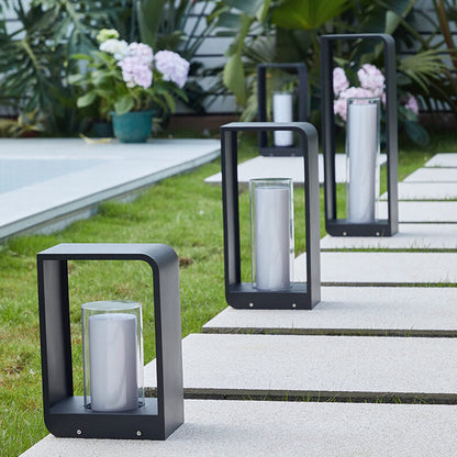 Outdoor Column Path Light – LED Weatherproof Garden Lamp with Rectangular Frame for Patio, Walkway & Landscaping