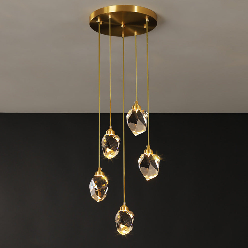 Adjustable Drop Fixture with Clear Tapered Shade & Brass Accents for Kitchen Islands, Breakfast Nooks, Entryways
