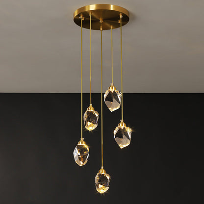 Adjustable Drop Fixture with Clear Tapered Shade & Brass Accents for Kitchen Islands, Breakfast Nooks, Entryways