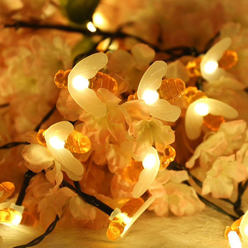 Solar Honeybee String Lights Outdoor Art Deco Multi-Color LED Garden Patio Decorative Light Strand Weatherproof for Yard Deck Fence Party