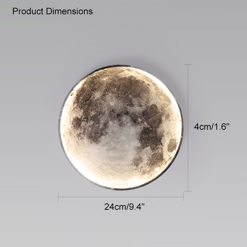 LED Moon Wall Sconce Dimmable Remote Control Light 9.4 Inch Diameter PVC Fixture for Bedroom Living Room Hallway Accent Lighting Three Color