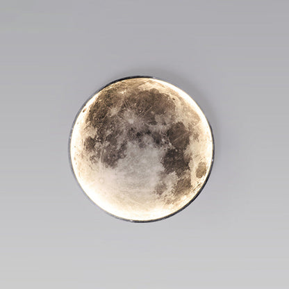 LED Moon Wall Sconce Dimmable Remote Control Light 9.4 Inch Diameter PVC Fixture for Bedroom Living Room Hallway Accent Lighting Three Color