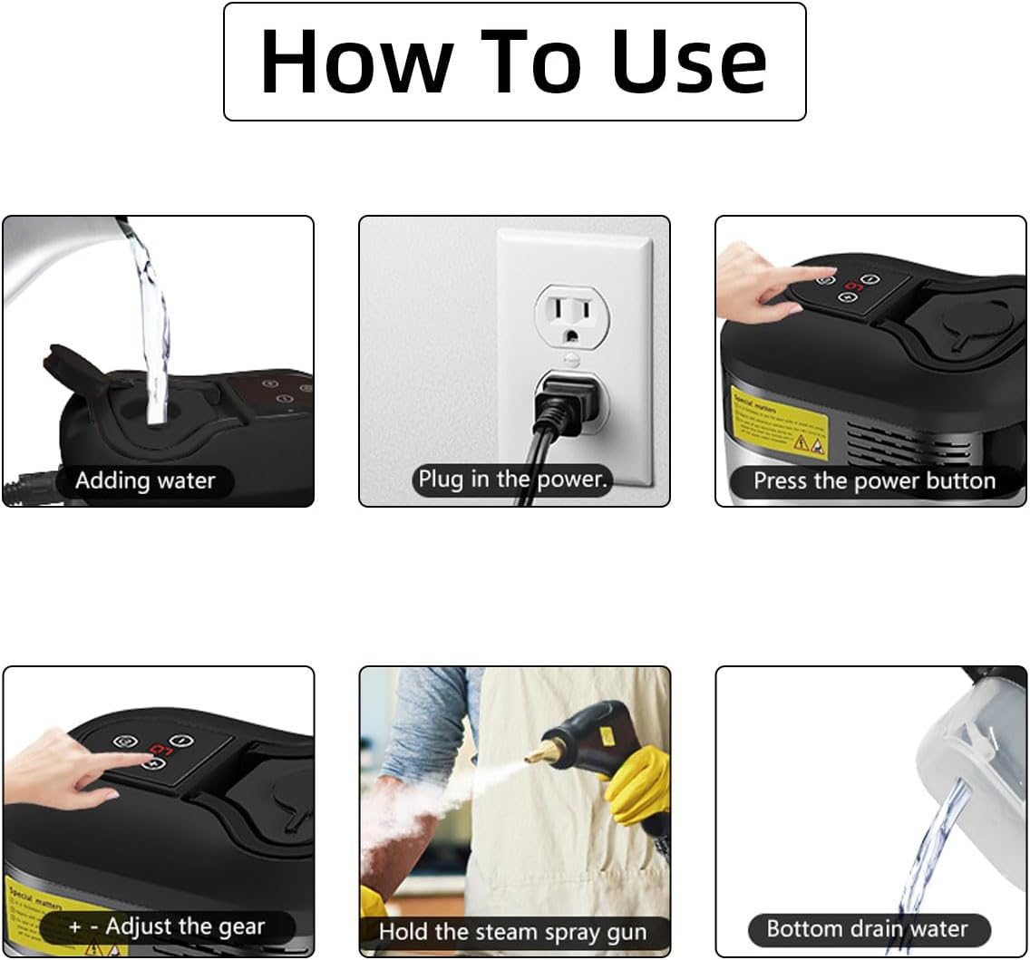 High-Power Electric Steam Cleaning Machine for Home & Auto | 2500W Handheld Steam Cleaner with Attachments | Multi-Surface Sanitizing Tool