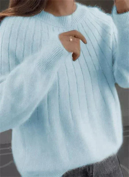 Luxe Cashmere Knit Sweater for Women – Soft Pullover Top for Fall & Winter, Versatile Everyday Layering Piece