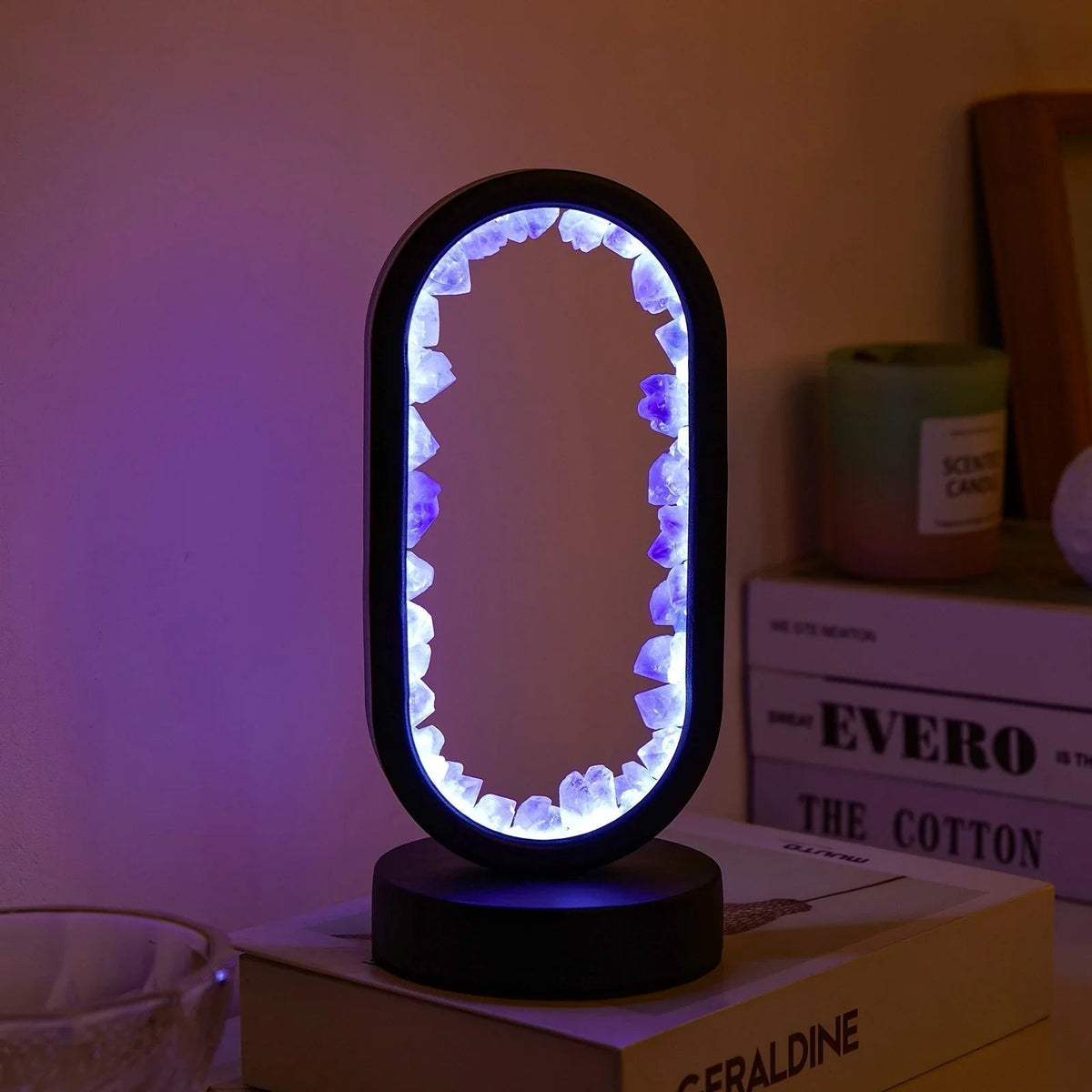 Amethyst Crystal Accent Lamp 8 Inch Purple Glow for Nightstands Meditation Rooms Yoga Spaces Handcrafted Gemstone Light E14 Socket 10W Max B