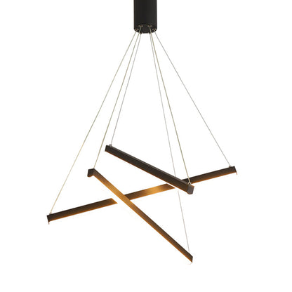 Modern Linear LED Chandelier Black Metal Multi-Tier Pendant Light for Living Room Foyer Kitchen Island Dining Room
