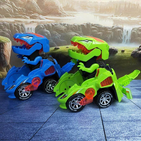 Coche de juguete LED transformable en dinosaurio con control remoto para aprendizaje interactivo