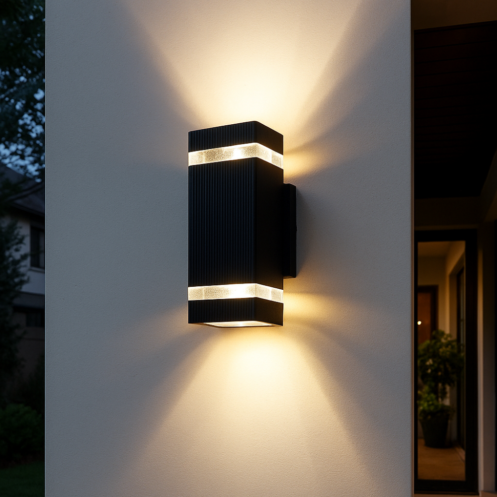 Outdoor Wall Sconce E27 Socket Weatherproof Black Finish Dual-Beam Up-Down Lighting for Entryways Patios Garden Facades Exterior Home