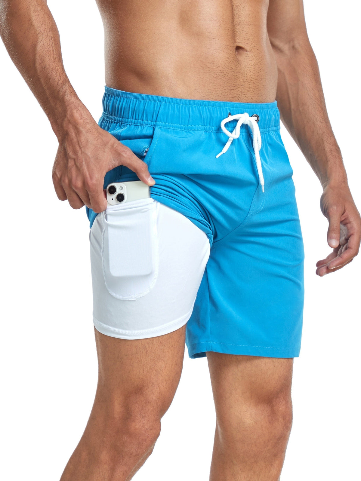 Men's Quick-Dry Swim Trunks with Phone Pocket | Stretch Board Shorts for Beach & Pool | Athletic Leisure Swimwear