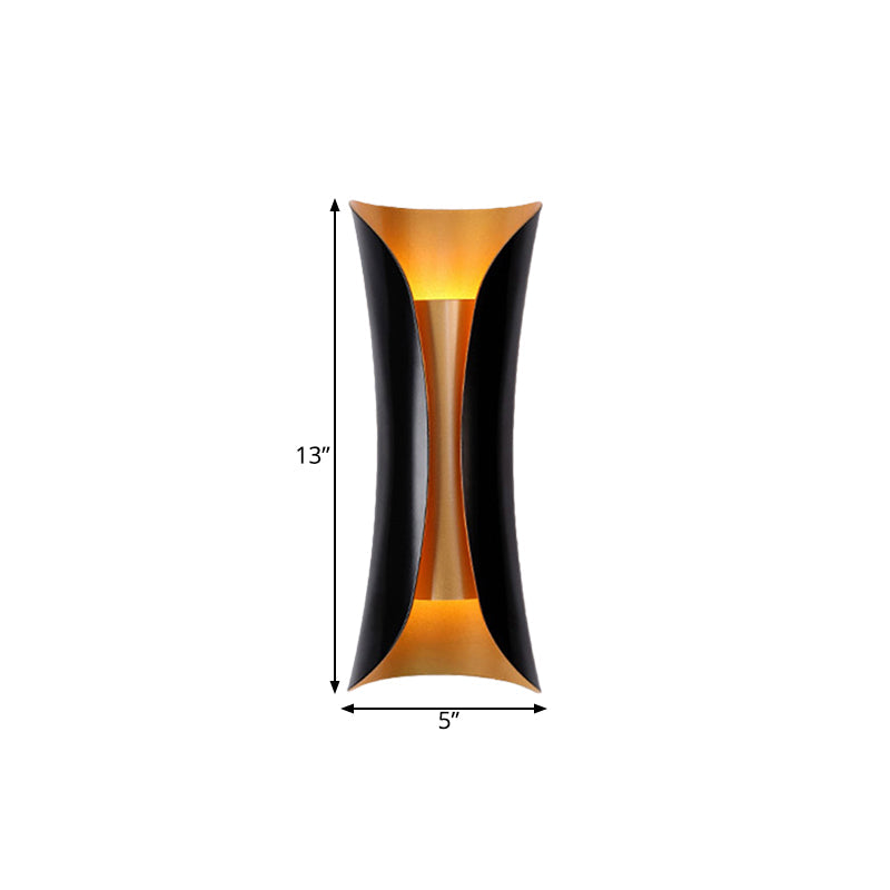 Double-Arm Spiral Wall Sconce Black Metal 2-Light Fixture 13/21/30 Inch Hardwired Indoor Accent Lighting for Hallway Bedroom Living Room