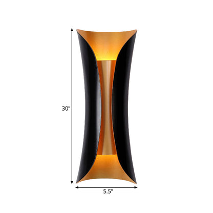 Double-Arm Spiral Wall Sconce Black Metal 2-Light Fixture 13/21/30 Inch Hardwired Indoor Accent Lighting for Hallway Bedroom Living Room