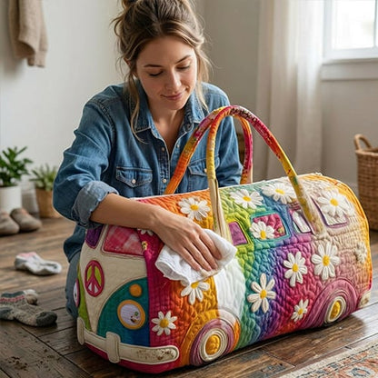 Quilted Floral Weekend Travel Duffel Bag with Reinforced Frame for Women | Carry-On Overnight Bag