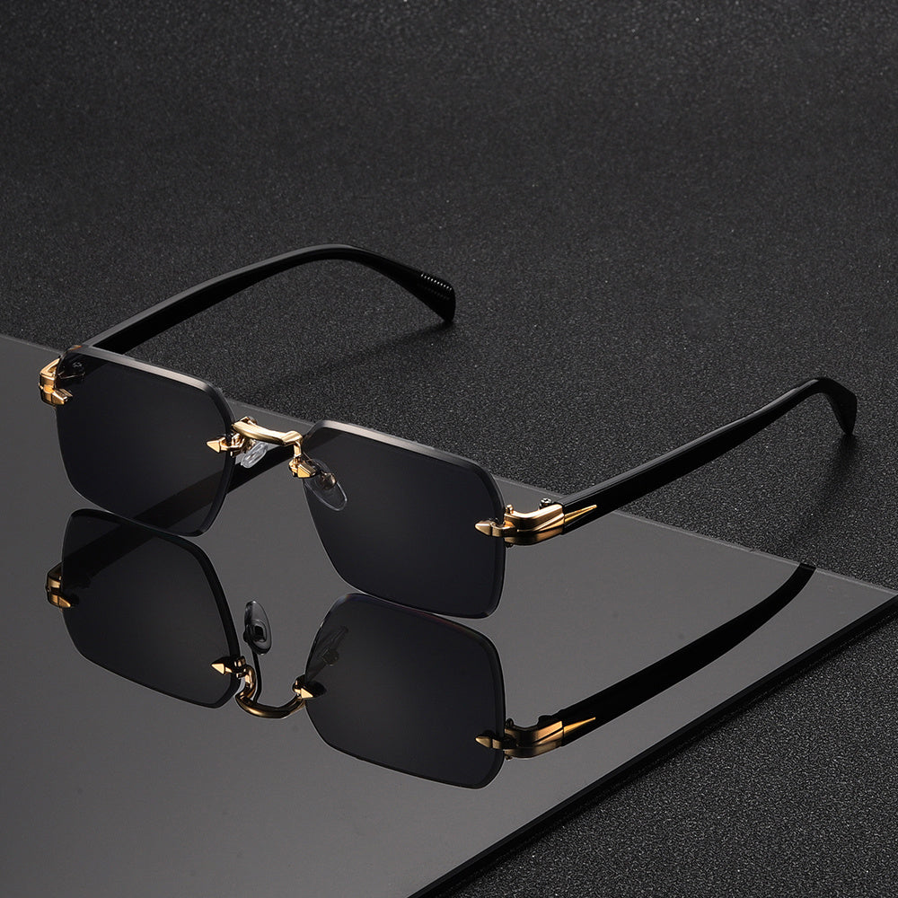 Rimless Square Eyeglasses for Men – Lightweight Metal Frame with Modern Minimalist Style