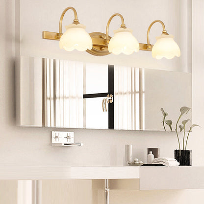 Colonial Wall Sconce Vanity Light with Floral Shades – Metal Frame in Antique Finish for Bathroom Mirror – G4 LED Compatible – 2, 3, or 4